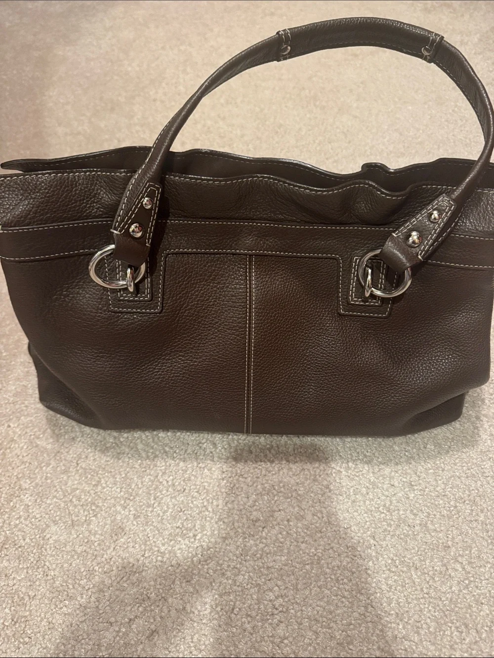 Coach Penelope Large Shopper Leather Tote Handbag in Dark Brown. Mint Condition